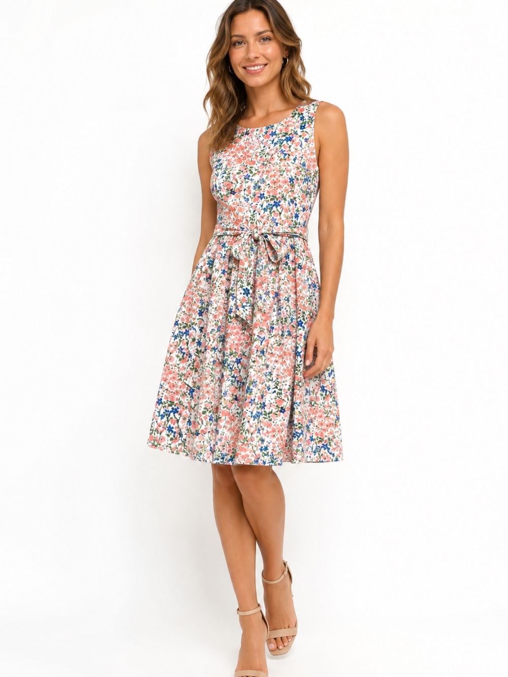Tommy Hilfiger NWT Floral Cotton Fit & Flare Belted Dress Size 12